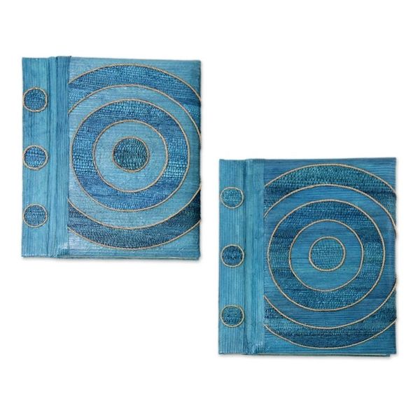 Alternate image for Handmade Natural Fiber Journals Pair Hypnotic Blue