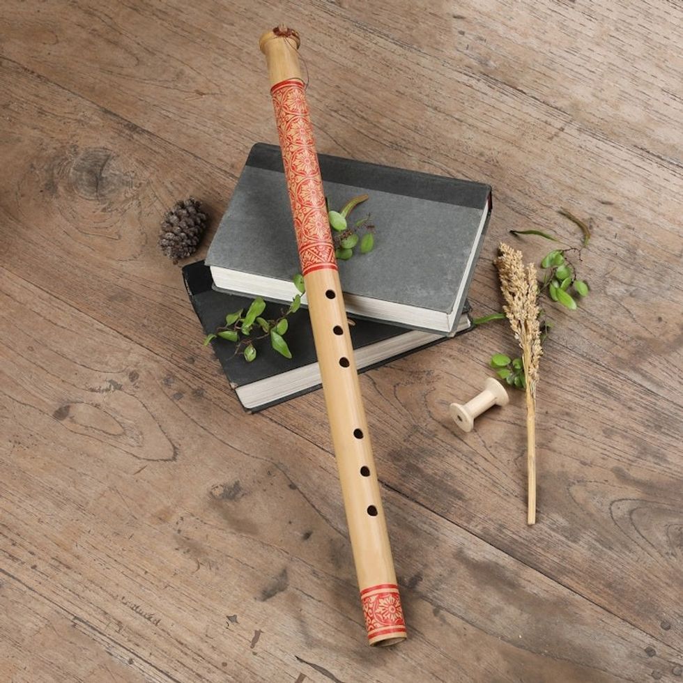 Handmade Bamboo Flute 'Bali Rose'
