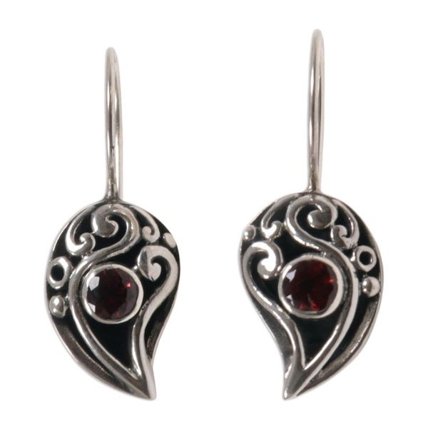 Alternate image for Sterling Silver Garnet Drop Earrings Dancing Dewdrops