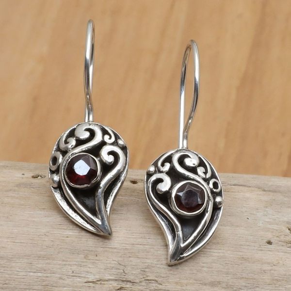 Alternate image for Sterling Silver Garnet Drop Earrings Dancing Dewdrops