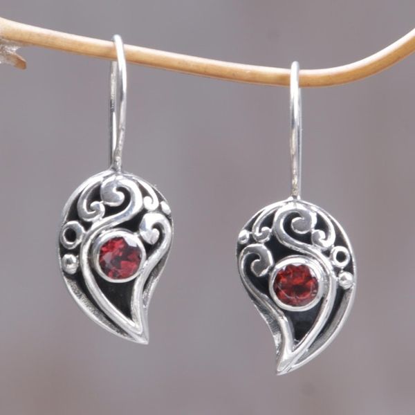 Alternate image for Sterling Silver Garnet Drop Earrings Dancing Dewdrops