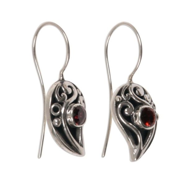 Alternate image for Sterling Silver Garnet Drop Earrings Dancing Dewdrops