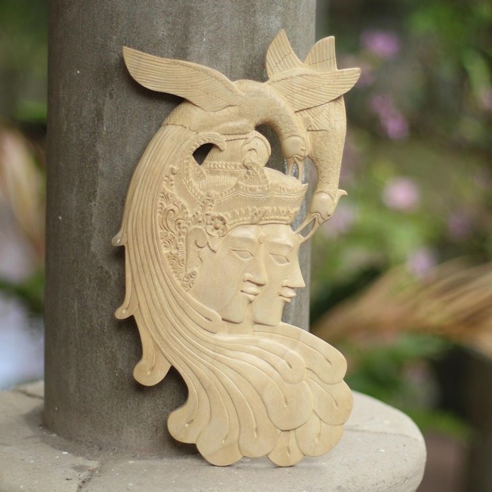 Wood wall panel 'Monarchs in Love'