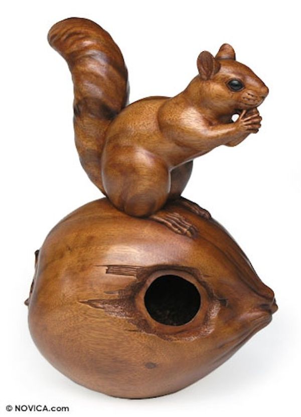 Alternate image for Suar Wood Animal Sculpture Perky Squirrel