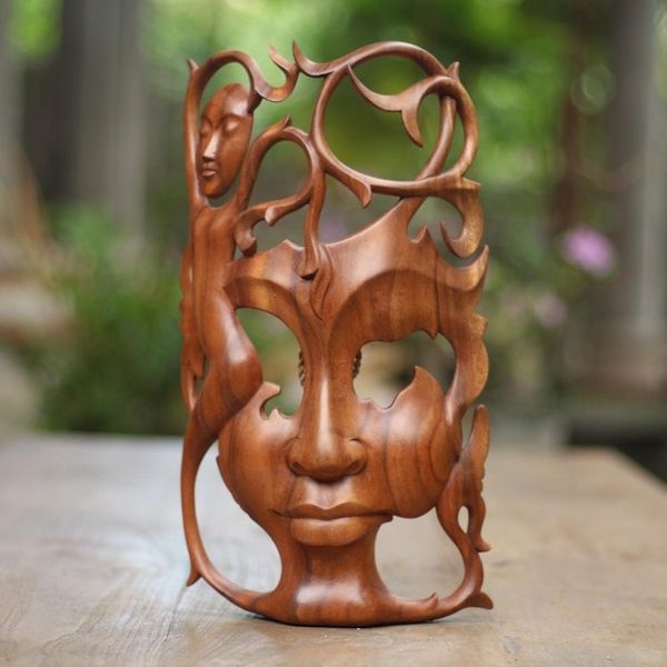 Alternate image for Modern Handcarved Wood Bask Dreaming Princess