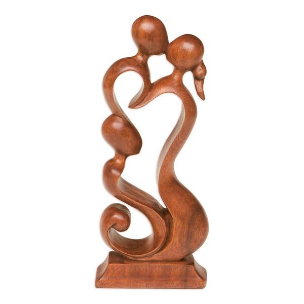 Alternate image for Hand Made Wood Sculpture Loving Family