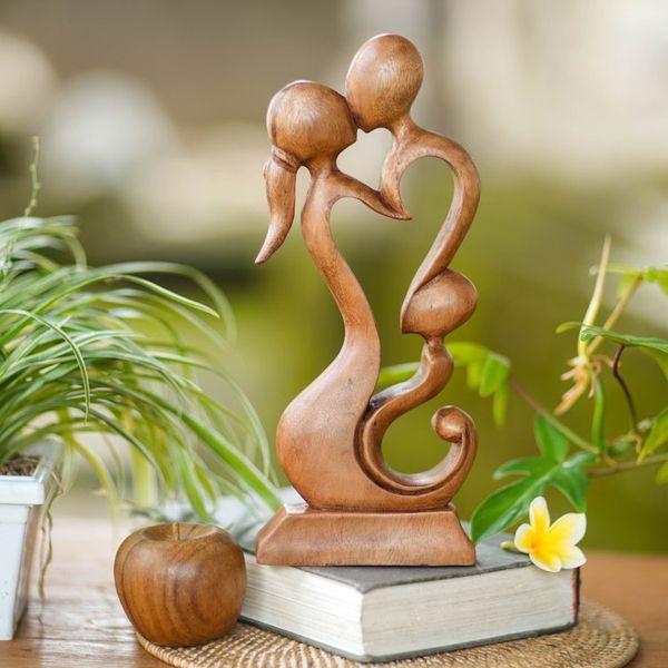 Alternate image for Hand Made Wood Sculpture Loving Family