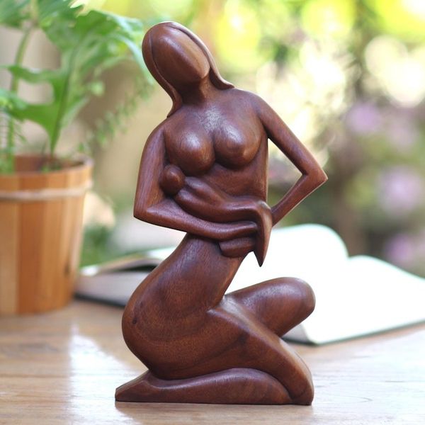 Alternate image for Unique Indonesian Wood Sculpture Motherhood