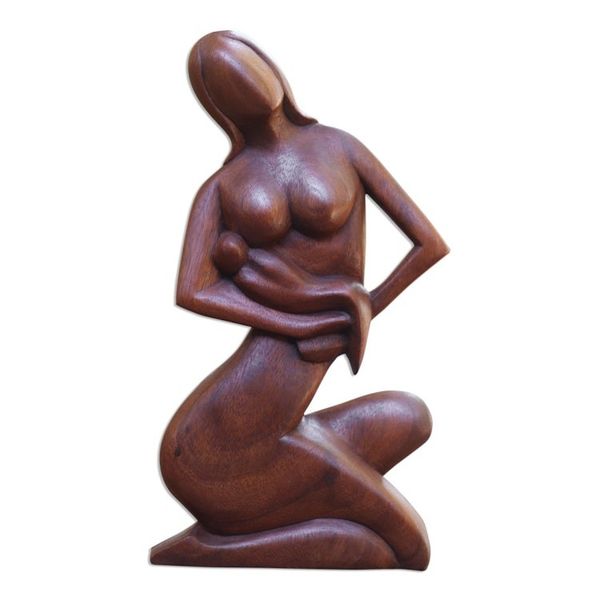 Alternate image for Unique Indonesian Wood Sculpture Motherhood
