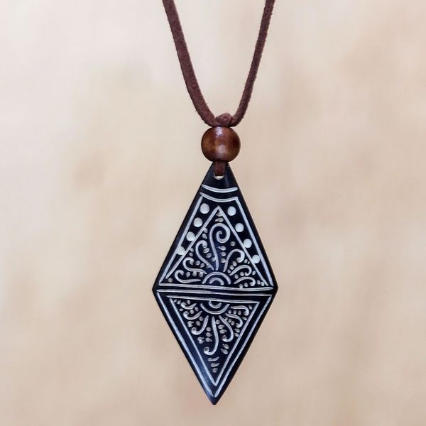 Alternate image for Handcrafted Cow Bone Pendant Necklace Ethnic Elite