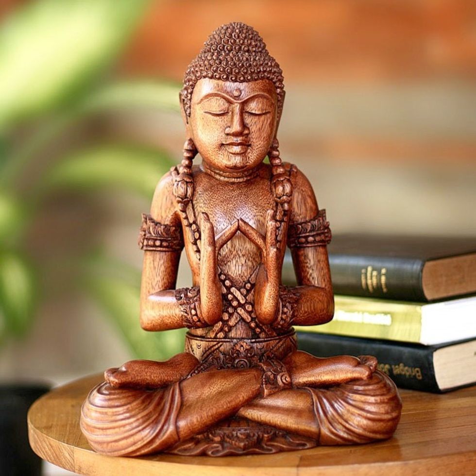 Suar Wood Buddha Sculpture 'Spiritual Man'