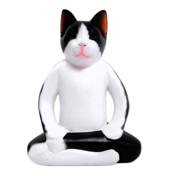 Alternate image for Wood statuette Yoga Cat