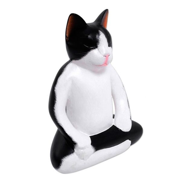 Alternate image for Wood statuette Yoga Cat