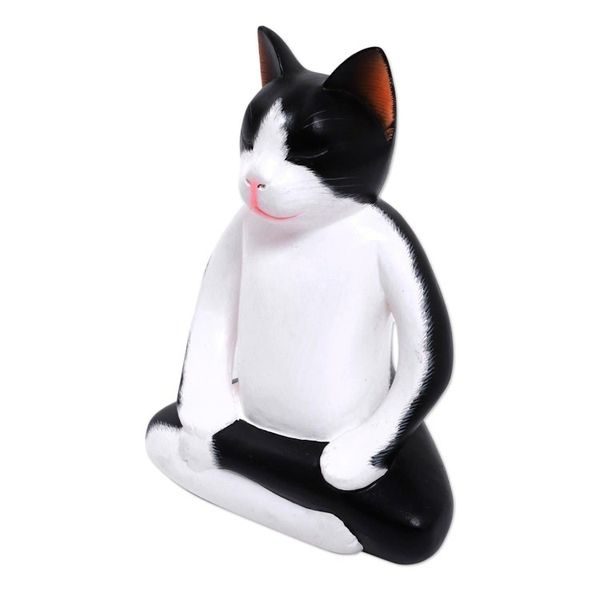 Alternate image for Wood statuette Yoga Cat