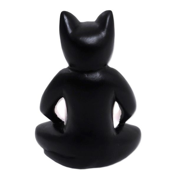 Alternate image for Wood statuette Yoga Cat