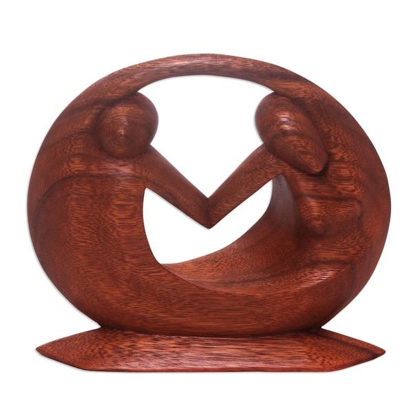 Alternate image for Hand Carved Suar Wood Sculpture World Peace