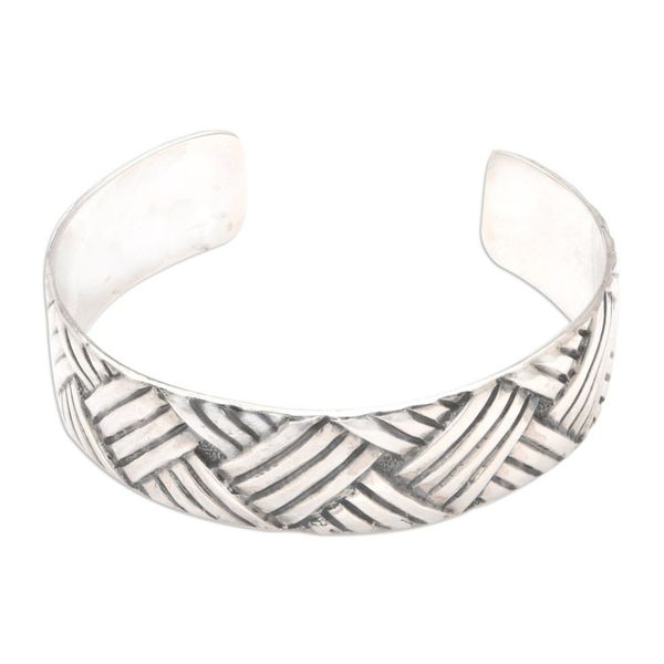 Alternate image for Sterling silver cuff bracelet Bamboo Weave