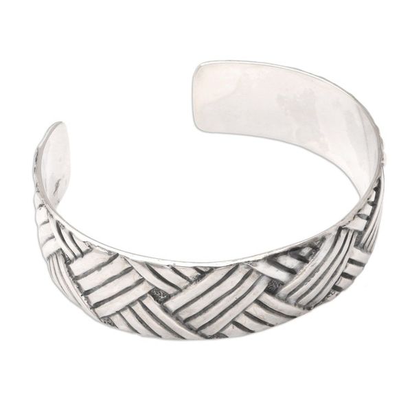 Alternate image for Sterling silver cuff bracelet Bamboo Weave