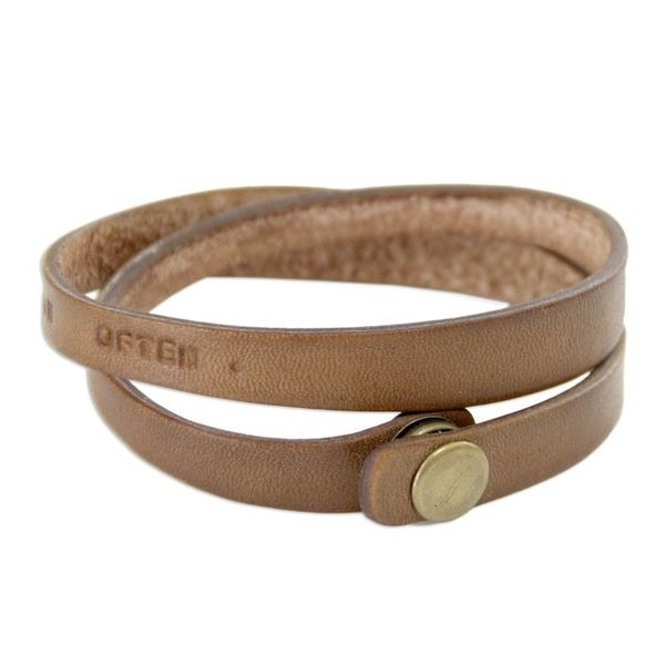Alternate image for Unique Inspirational Leather Wrap Bracelet Live Fully in Brown