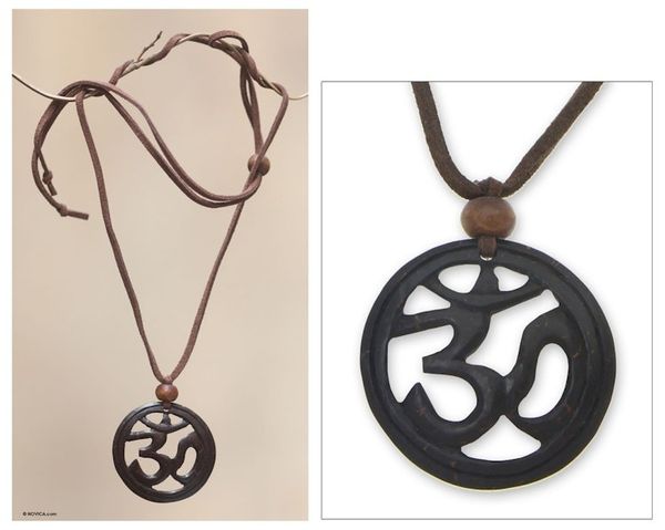 Alternate image for Inspirational Coconut Shell Pendant Necklace Java Yoga