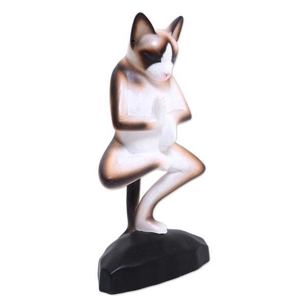 Alternate image for Wood sculpture Vrkasana Yoga Cat