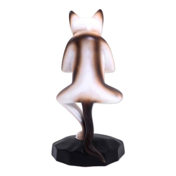 Alternate image for Wood sculpture Vrkasana Yoga Cat