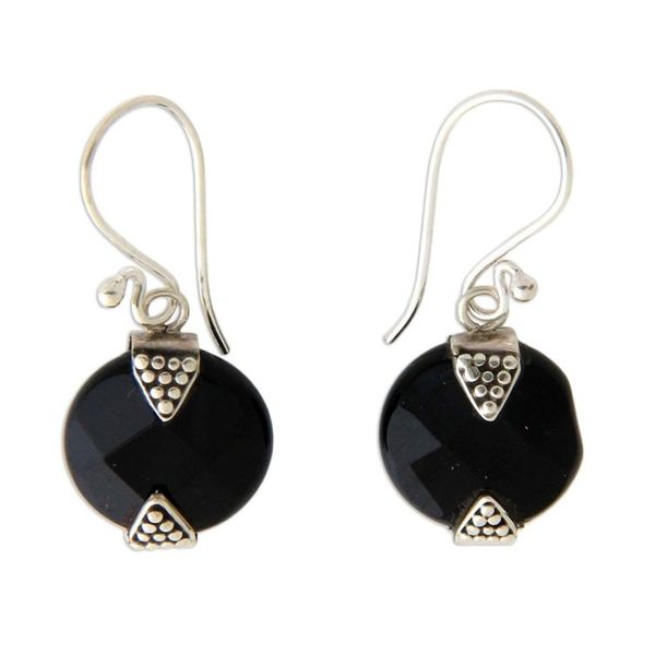 Alternate image for Onyx Sterling Silver Dangle Earrings from Indonesia Sylph
