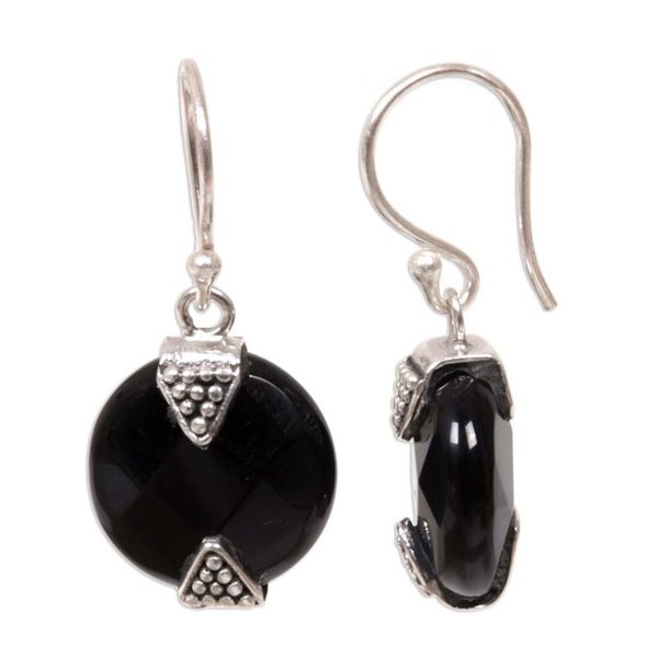 Alternate image for Onyx Sterling Silver Dangle Earrings from Indonesia Sylph
