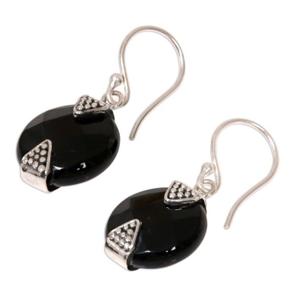 Alternate image for Onyx Sterling Silver Dangle Earrings from Indonesia Sylph