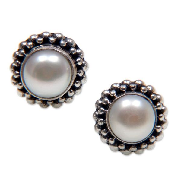 Alternate image for Bridal Cultured Pearl and Sterling Silver Stud Earrings Discernment