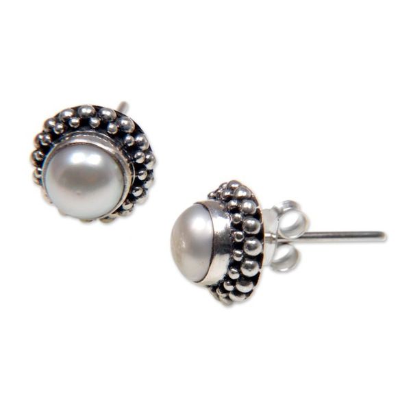 Alternate image for Bridal Cultured Pearl and Sterling Silver Stud Earrings Discernment