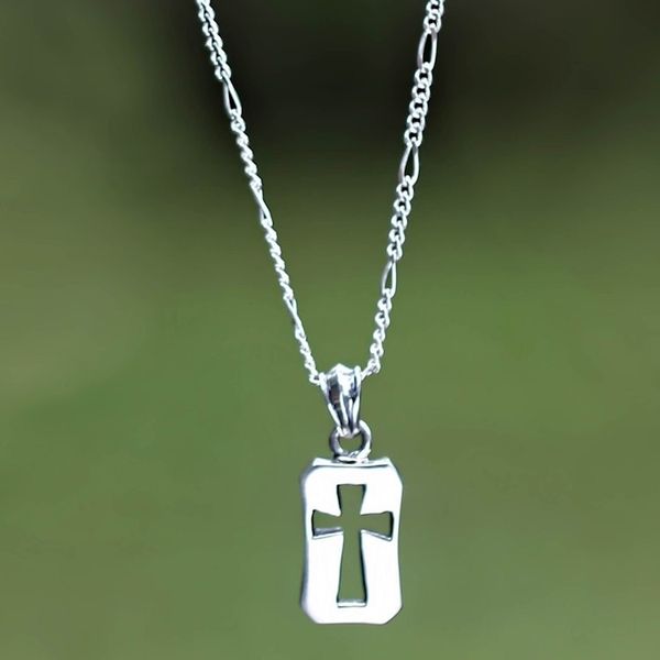 Alternate image for Unique Mens Sterling Silver Cross Necklace Believer