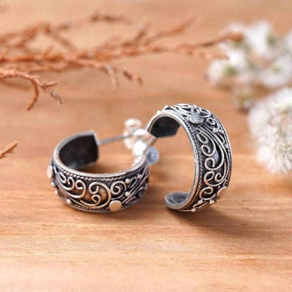 Alternate image for Silver half hoop earrings Eden
