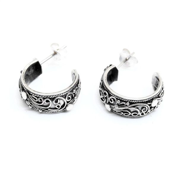Alternate image for Silver half hoop earrings Eden