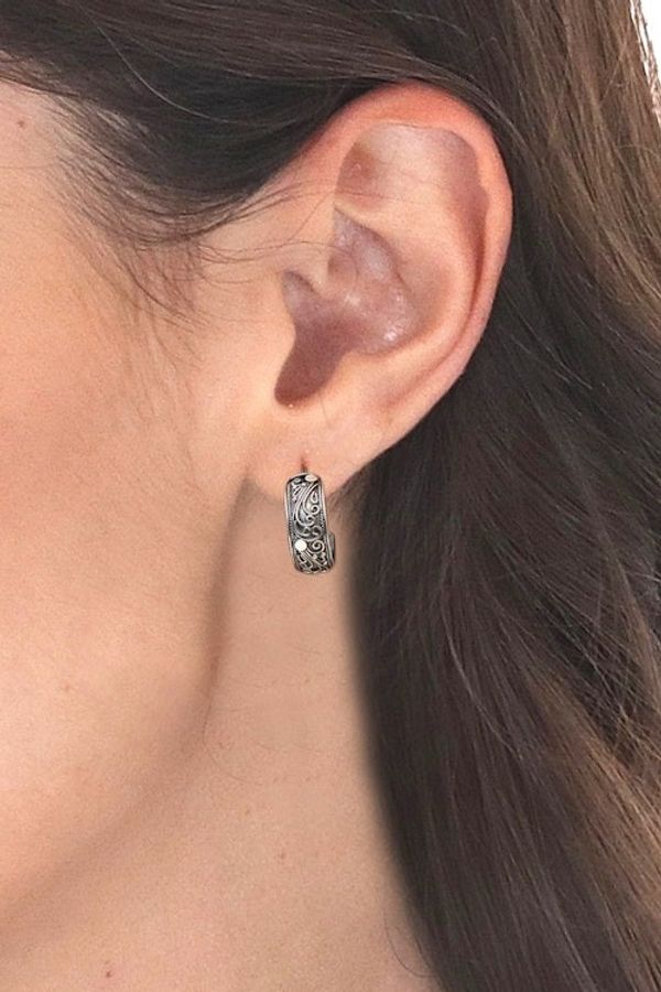 Alternate image for Silver half hoop earrings Eden