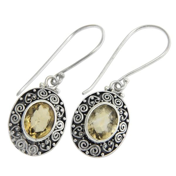 Alternate image for Artisan Crafted Citrine and Sterling Silver Dangle Earrings Lush Suns