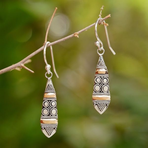 Alternate image for Sterling Silver 18k Gold Accent Dangle Earrings Fireflies