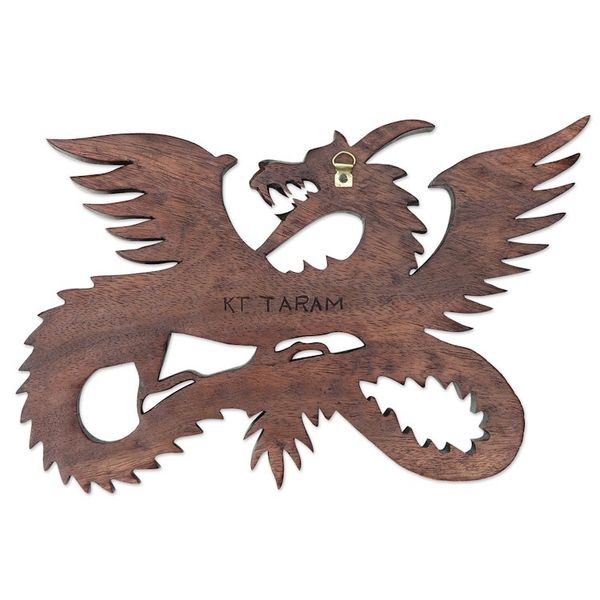 Alternate image for Suar Wood Wall Sculpture Flying Dragon