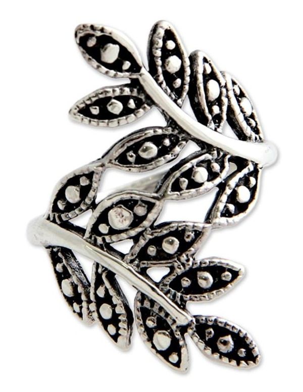 Alternate image for Sterling Silver Leaf Ring Balinese Fronds