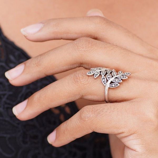 Alternate image for Sterling Silver Leaf Ring Balinese Fronds