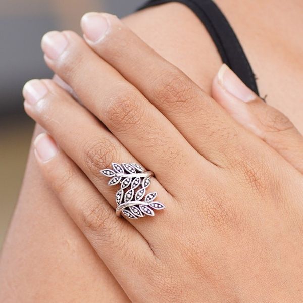 Alternate image for Sterling Silver Leaf Ring Balinese Fronds