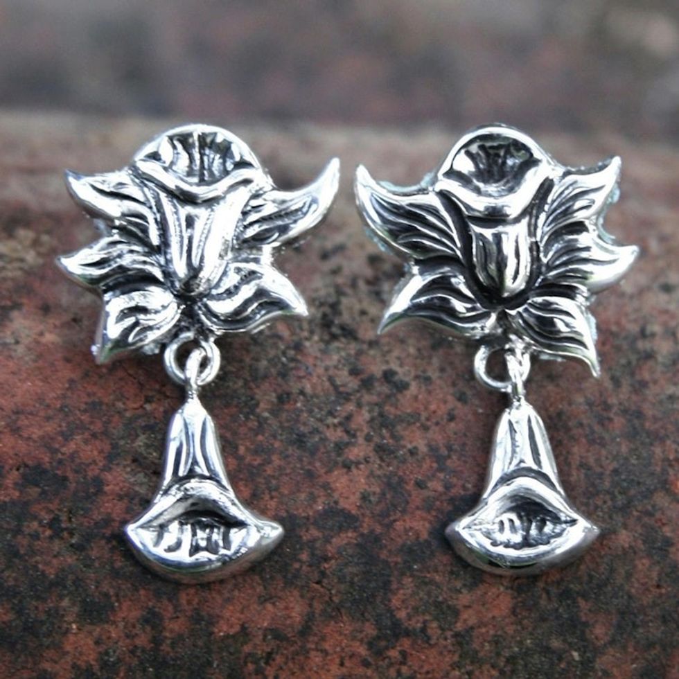 Sterling silver flower earrings 'Radiant Daffodils'