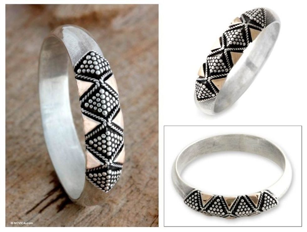 Modern Silver and Gold Overlay Ring 'Golden Garden'
