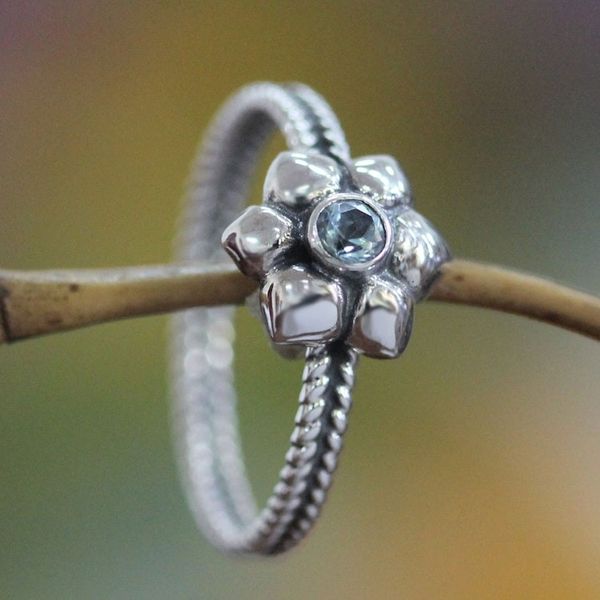 Alternate image for Indonesian Sterling Silver and Blue Topaz Ring Narcissus of December