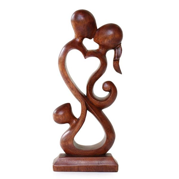 Alternate image for Unique Indonesian Wood Sculpture Family Harmony