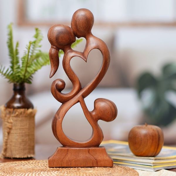 Alternate image for Unique Indonesian Wood Sculpture Family Harmony