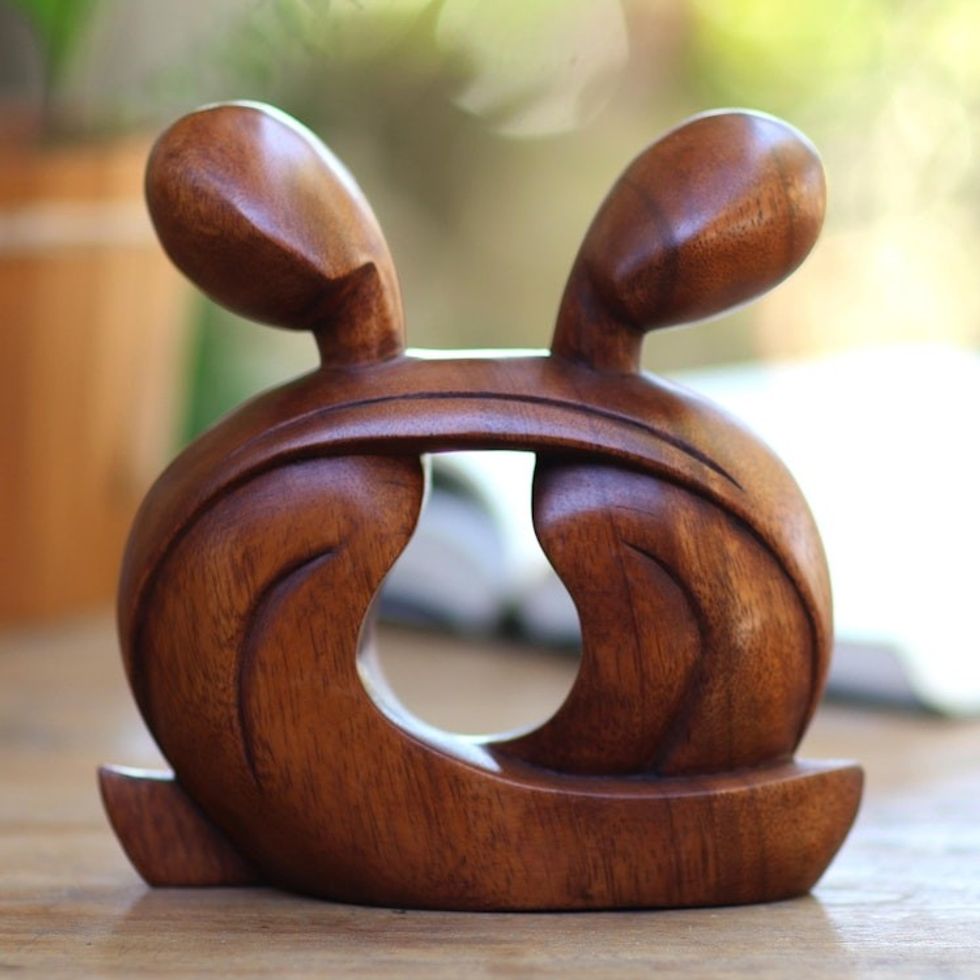 Romantic Wood Sculpture 'Our Love Forever'