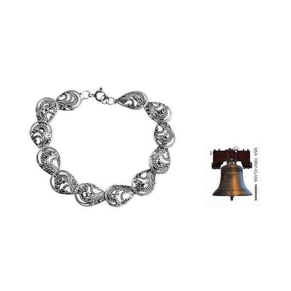 Alternate image for Handcrafted Sterling Silver Link Bracelet from Indonesia Dewdrop Petals