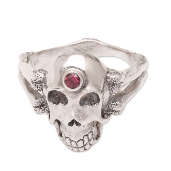 Alternate image for Mens Handcrafted Silver Skull RIng Pirates Jewel