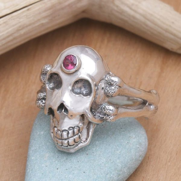 Alternate image for Mens Handcrafted Silver Skull RIng Pirates Jewel